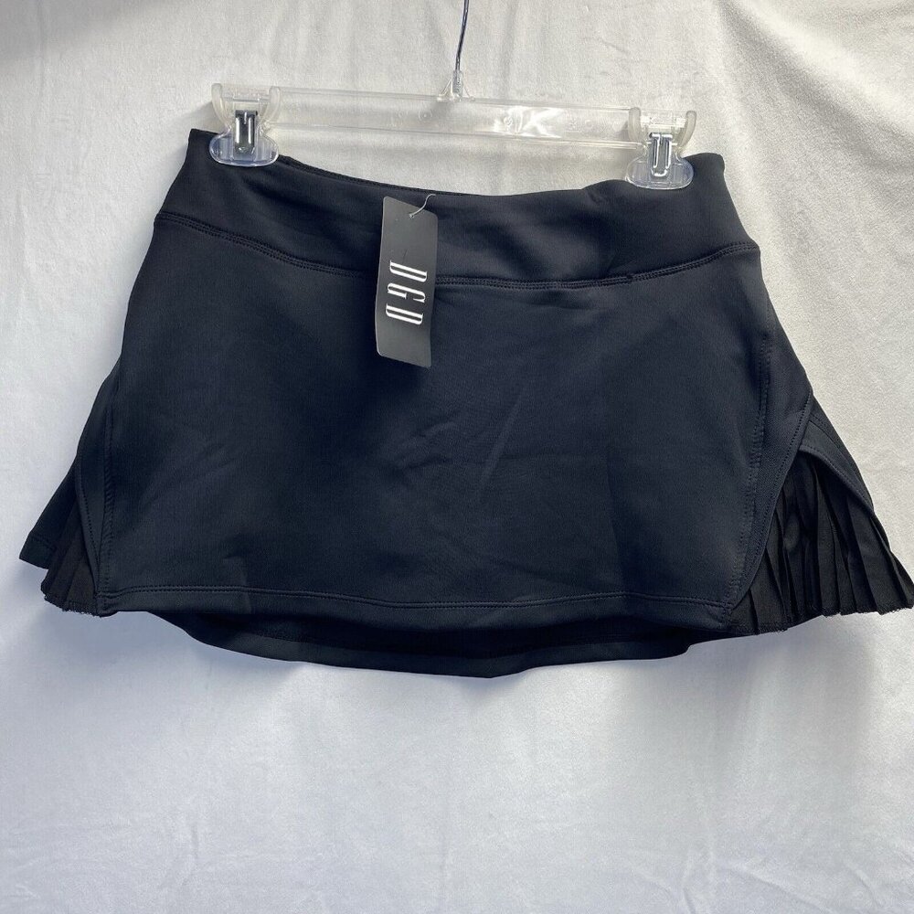 DGD Inner Short Mid-Waisted Athletic Tennis Skirt Women Small Black Stretch New